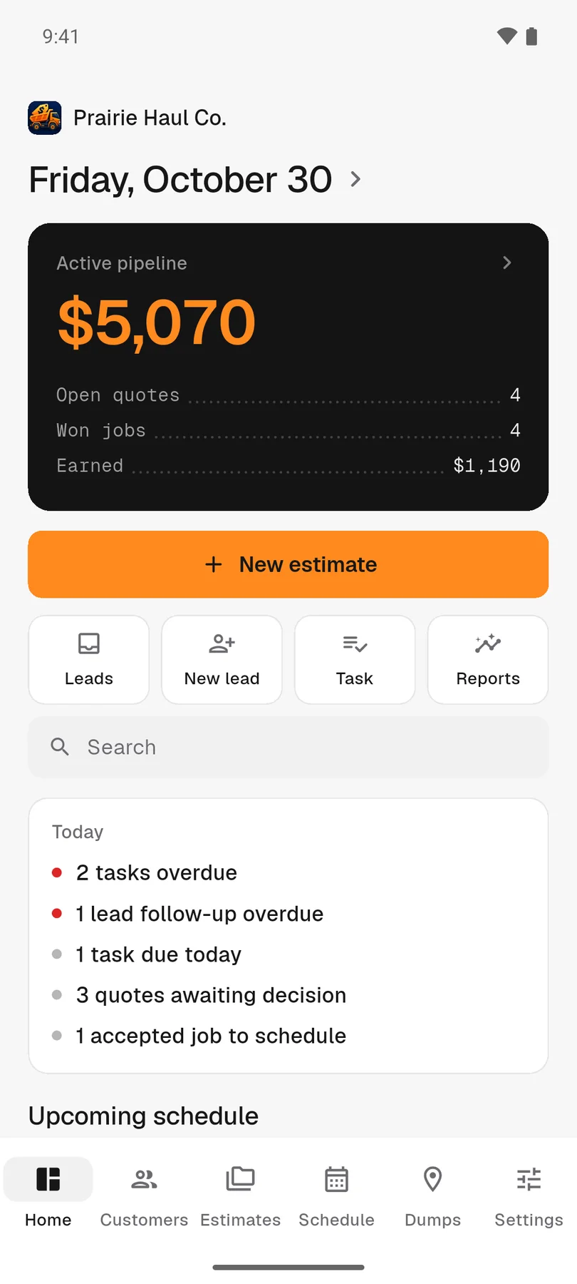 Your day on one screen in HaulPricer